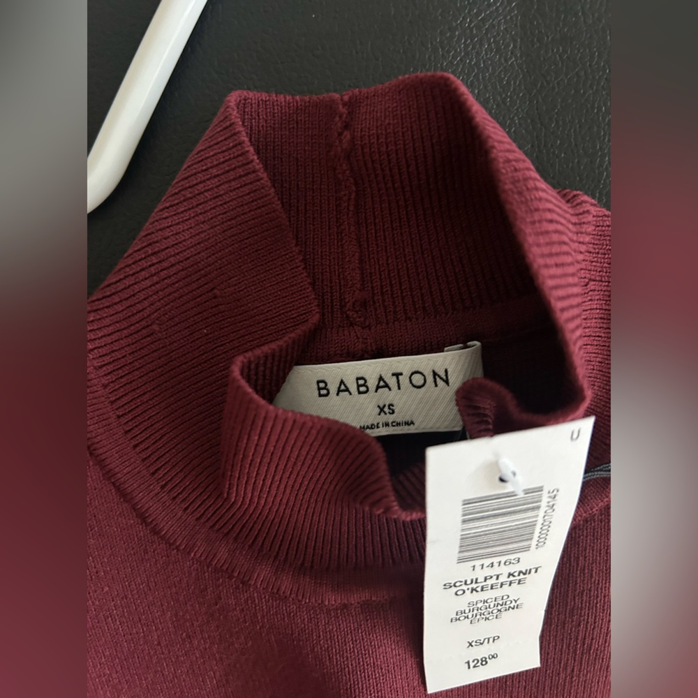 Aritzia Babaton Sculpt Knit Mockneck Sleeveless Burgundy Midi Dress XS NWT - Picture 8 of 10